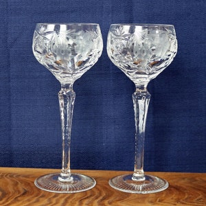 Nachtmann Crystal Hock Wine Glasses: Traube Grape Star Design, Set of 2