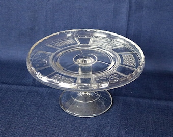 EAPG ~ Bryce Brothers ~ Pedestal Cake Stand ~ 9-1/2" x 4-1/2" ~ "Panelled Forget Me Not" ~ Clear Glass ~ Pittsburgh, PA ~ 1890's ~ Regal