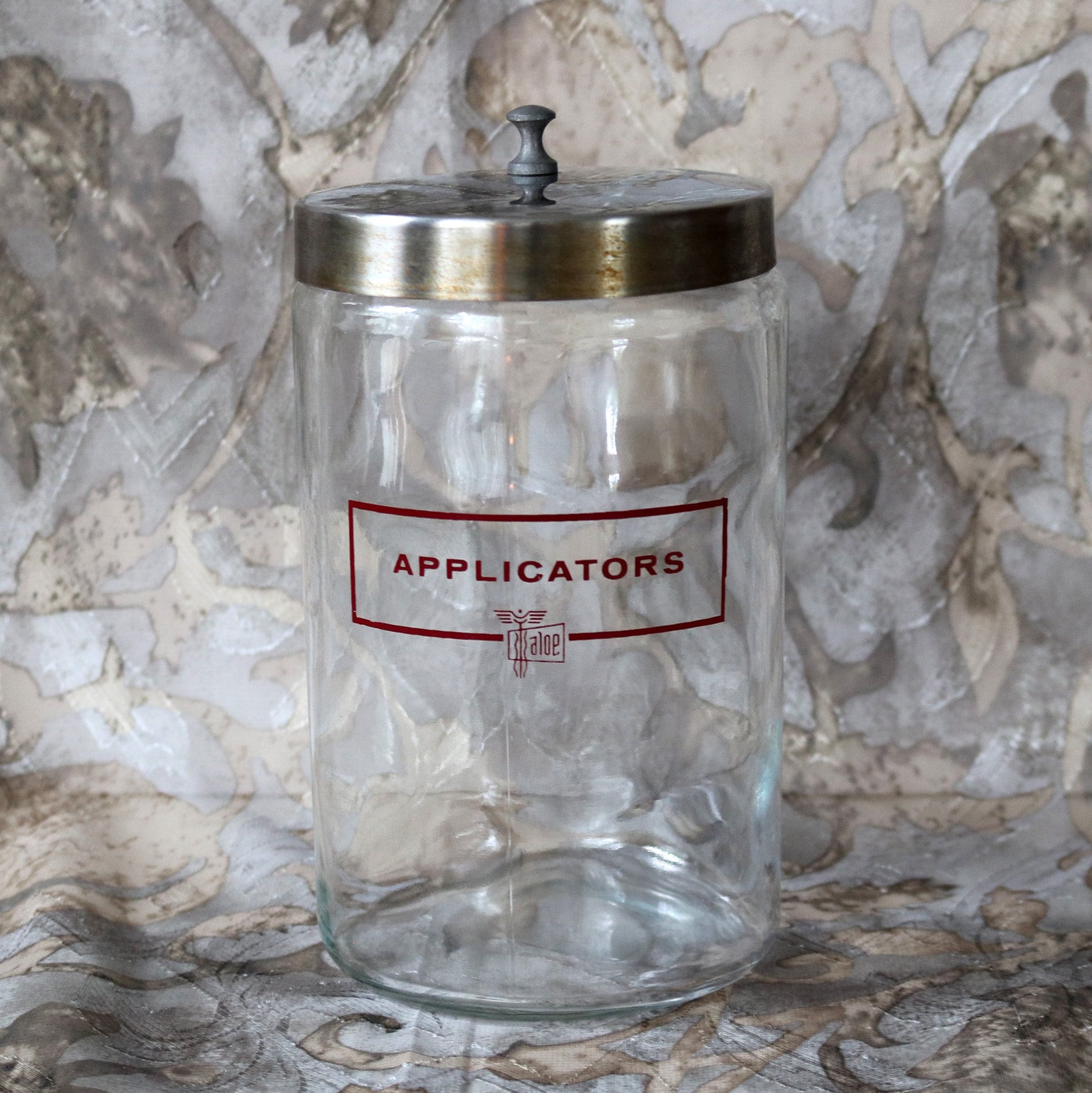 Clear Glass Medical Jar/canister With Metal Lid Applicators Etsy