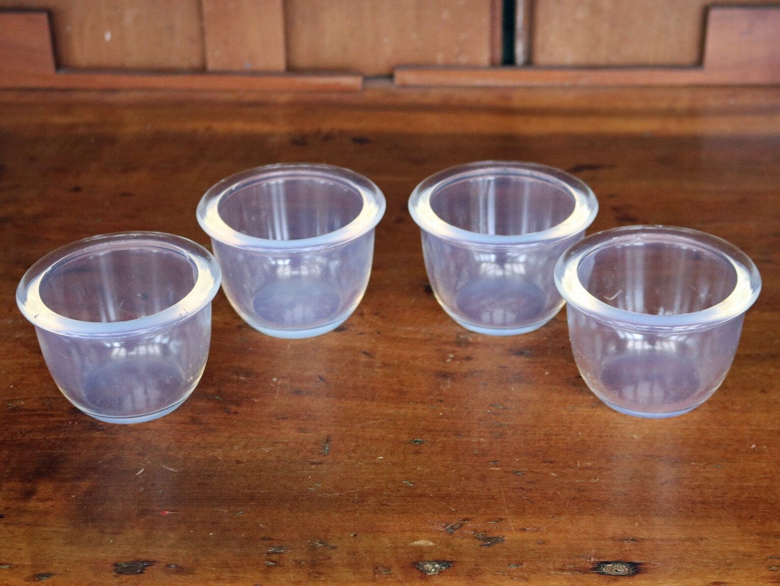 Four 4 Fry Glass Custard Cups Opalescent Pyrex Oven Etsy