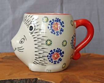 Yokohama Studio ~ Coffee Mug ~ Hedgehog ~ Porcupine ~ 20 Oz. Capacity ~ Hand-Painted ~ Tea ~ Made in Japan