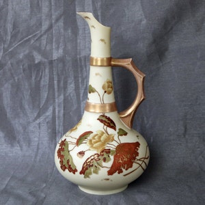 Antique 1895-1920's 10 Hand-Painted Ewer/Pitcher Rudolstadt Ware Germany Crown Diamond RW mark image 1