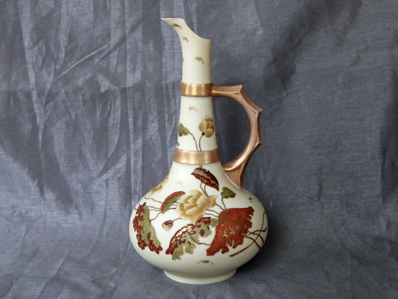 Antique 1895-1920's 10 Hand-Painted Ewer/Pitcher Rudolstadt Ware Germany Crown Diamond RW mark image 1