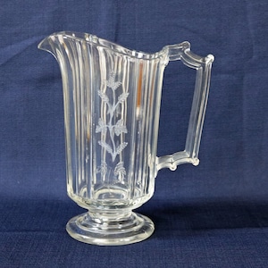 Antique Clear Glass Pitcher: Bryce Higbee Rival Indian Tree Pattern
