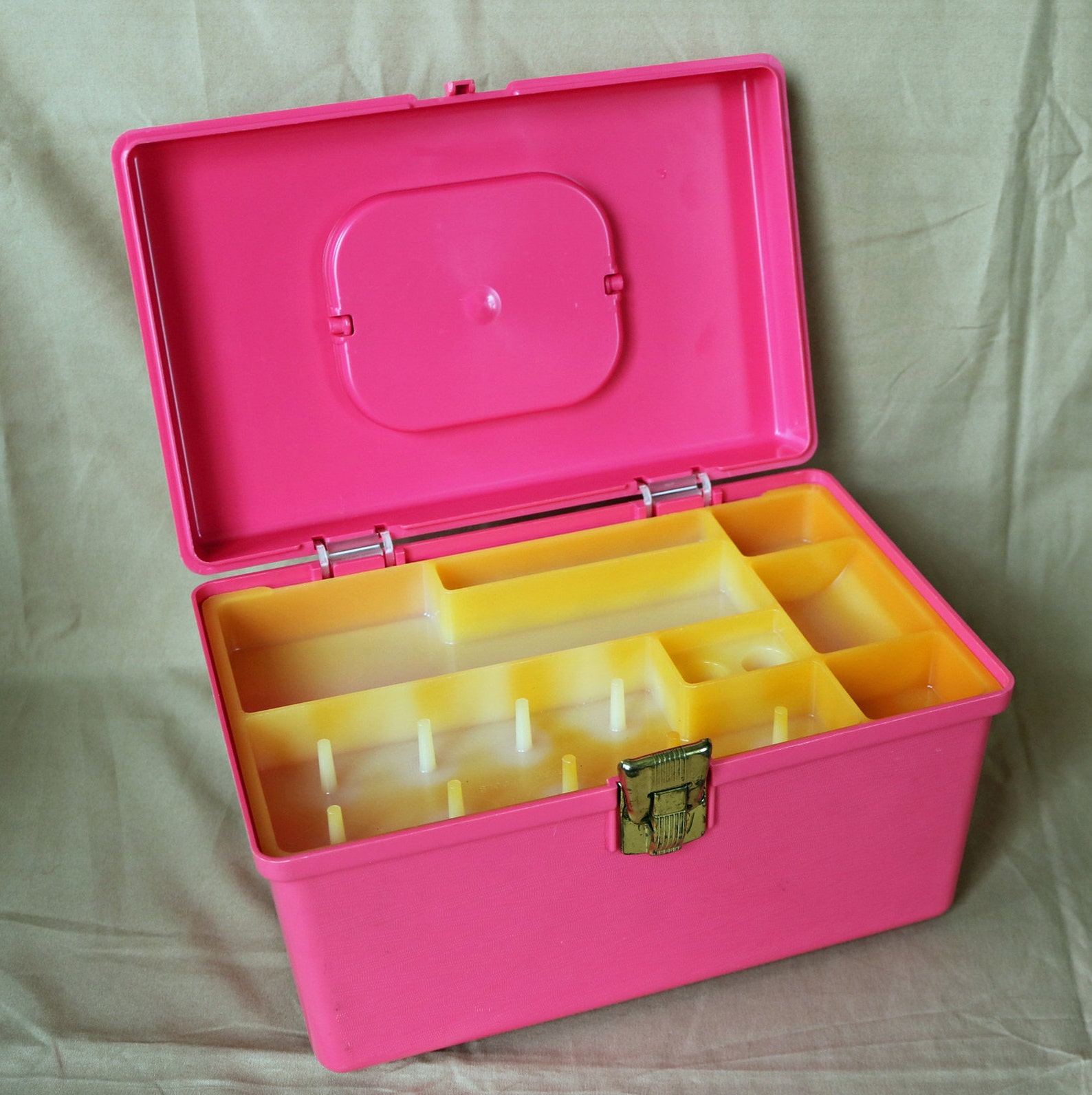 Vintage Hot Pink Plastic Sewing Box 9.5 x 6 x Etsy