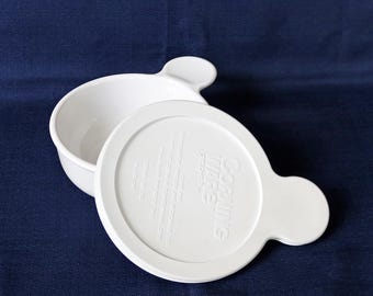Corning Ware Grab-It White Storage Bowl with Plastic Lid ~ Small Pan and Lid ~ P-150-B ~ 550 mL ~ Pyroceram ~ Corning, NY ~ Made in USA