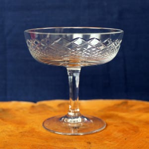Set of Four ~ Vintage ~ Cut Crystal ~ Coupe Glasses - Champagne ~ Stemware ~ Clear Glass