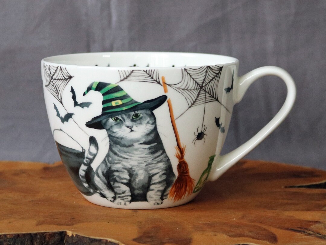 Portobello by Design Lg. 16 Oz. Creepy Cat Halloween Etsy