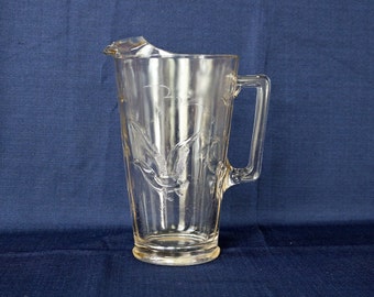 Clear Glass Duck (Goose?) Pitcher ~ 1950's ~ Pressed Glass ~ 56 Oz. ~ Ducks ~ Geese ~ Sangria ~ Iced Tea ~ Bloody Mary ~ Lemonade