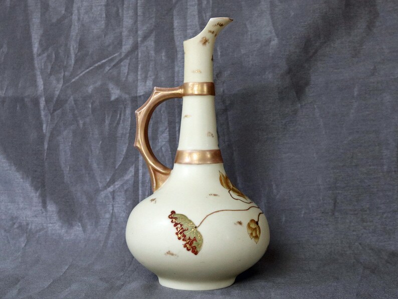 Antique 1895-1920's 10 Hand-Painted Ewer/Pitcher Rudolstadt Ware Germany Crown Diamond RW mark image 3