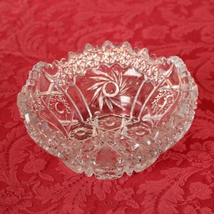 EAPG Clear Glass Candy Bowl: Comet in the Stars Pattern, Circa 1914