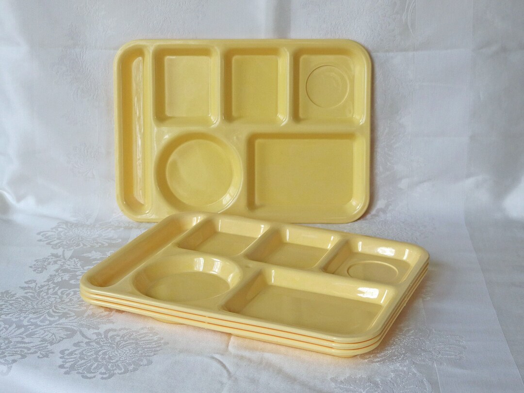 Set of Four 4 Yellow Cafeteria Trays School Lunch Trays Etsy