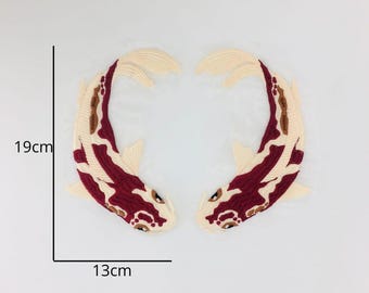 1 par de parches bordados para planchar con diseño de pez koi, apliques, adecuados para manualidades, mochilas, suéteres, moda, etc.