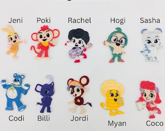 ピンクフォンキャラクターアイロン刺繍パッチ1枚、アップリケ、DIY