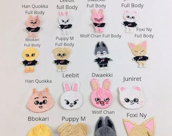 1 pair Stray Kids SKZoo (full body and head) Iron On Embroidered Patch, Applique, suitable for DIY craft, backpack, sweater, fashion etce