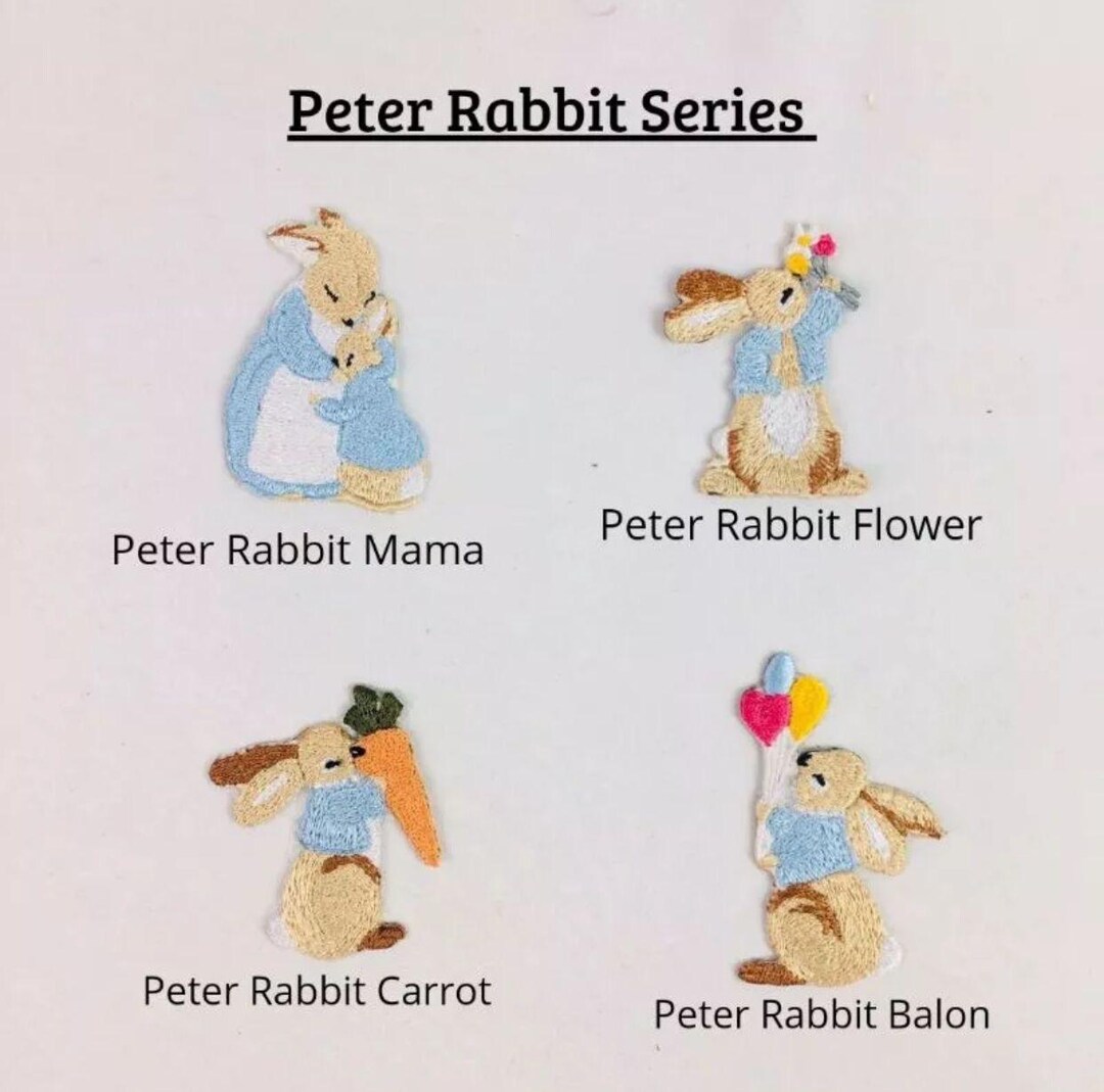 Peter Rabbit Applique Pattern 1 Piece Peter Rabbit Iron on Embroidered Patch, Applique, Suitable for ...