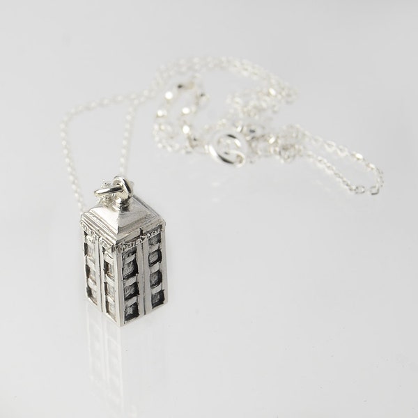 Tardis silver necklace