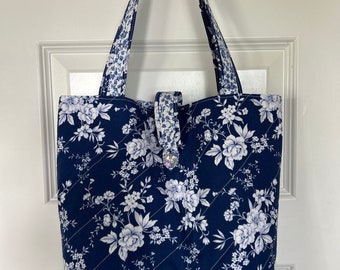 Blue and white floral print purse/bag