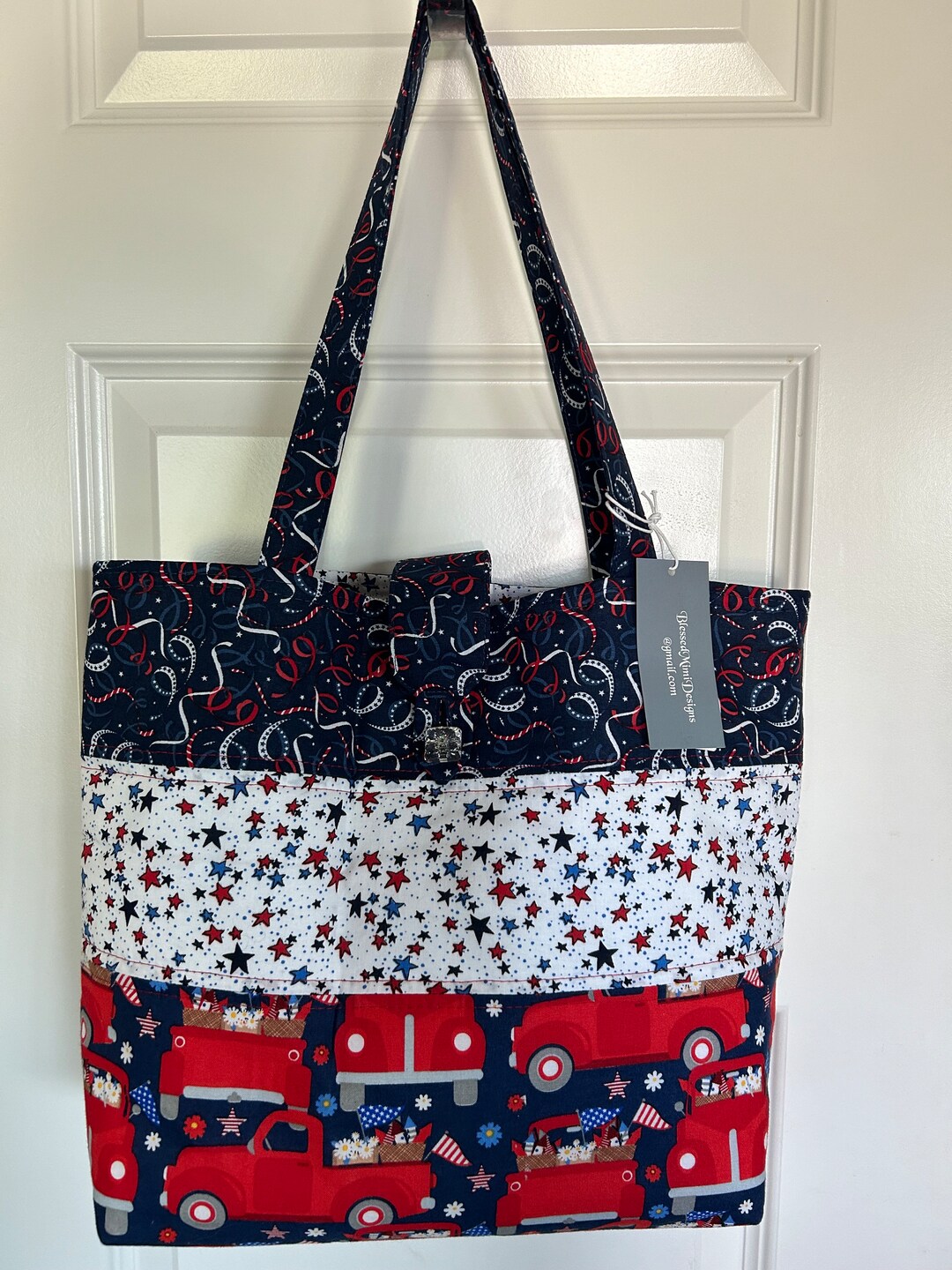Patriot Usa Print Pattern Leather Tote Bag main image 0