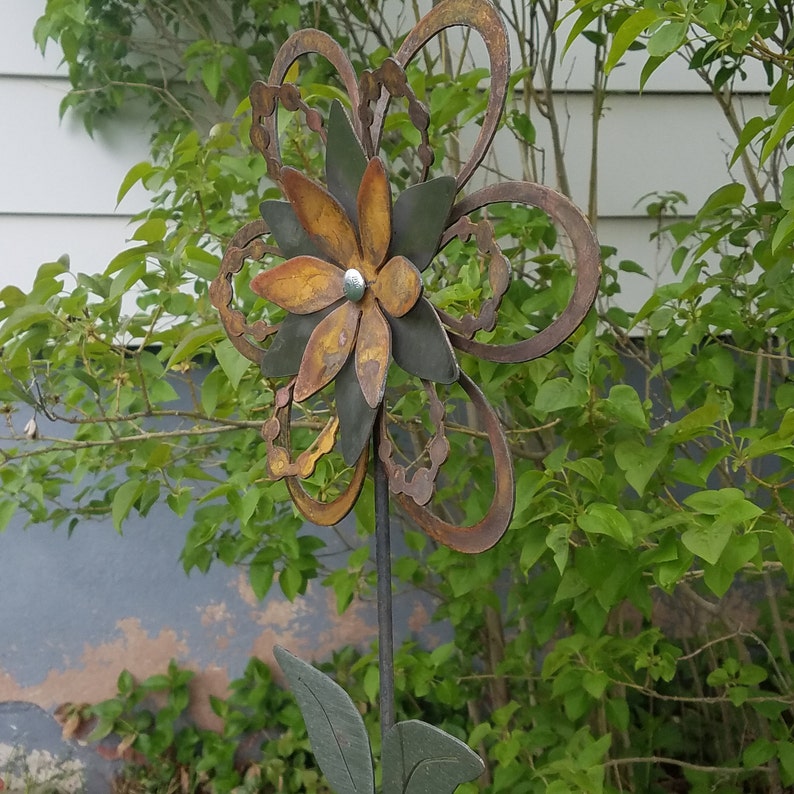 Large TwoToned Metal Flower Etsy