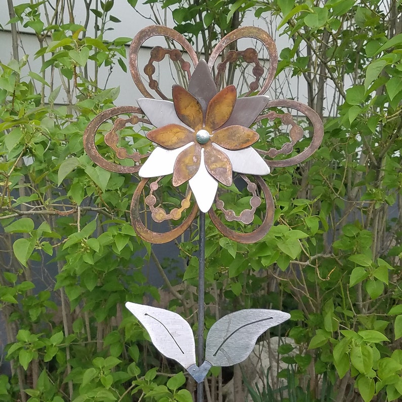 Large TwoToned Metal Flower Etsy
