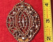 BoHo, Large Victorian pendant or brooch, detailed iron marcasite pyrite crystals Edwardian pattern.