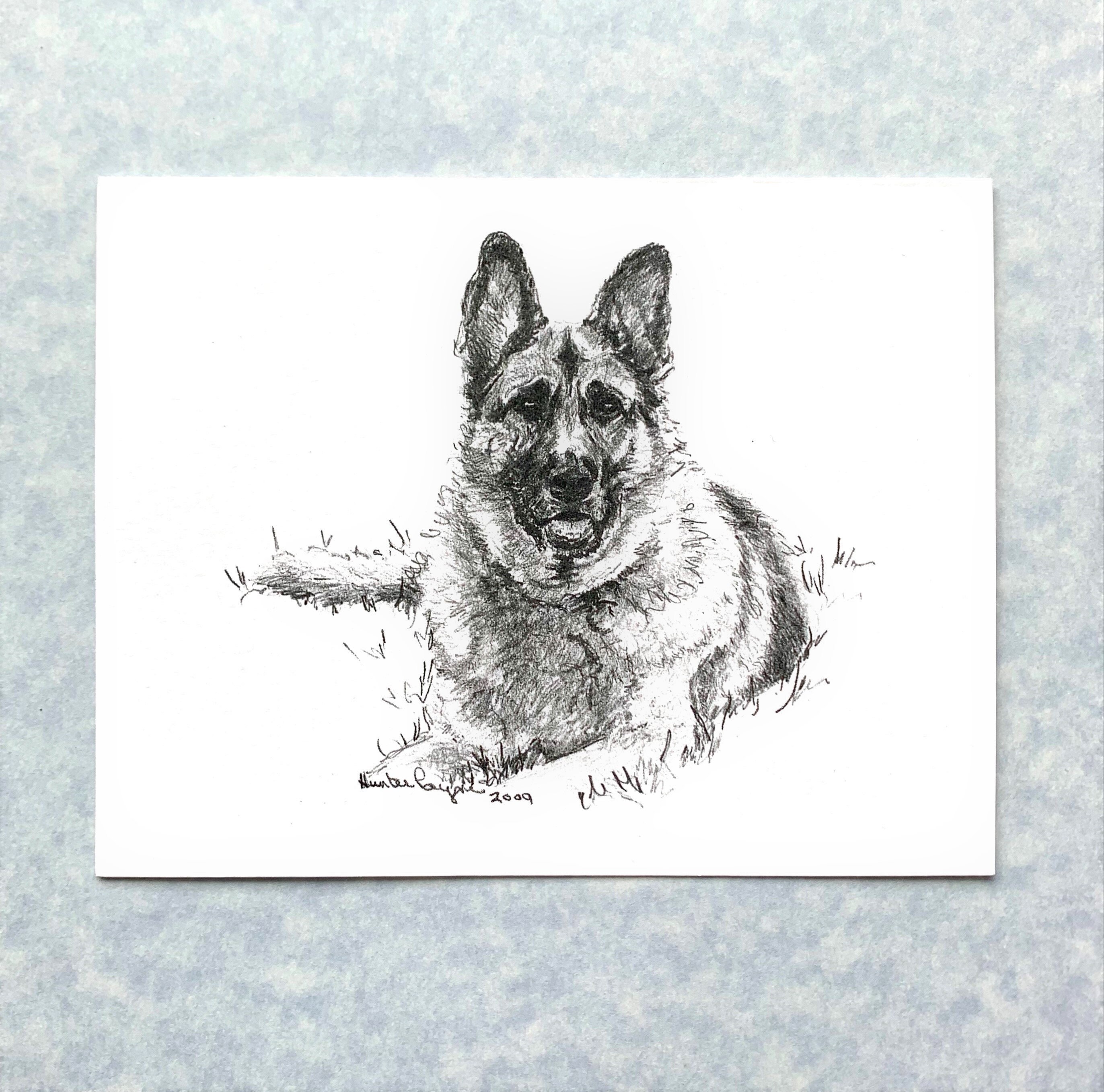 German Shepherd Dog Copy Of My Original Pencil Drawing 6 Etsy