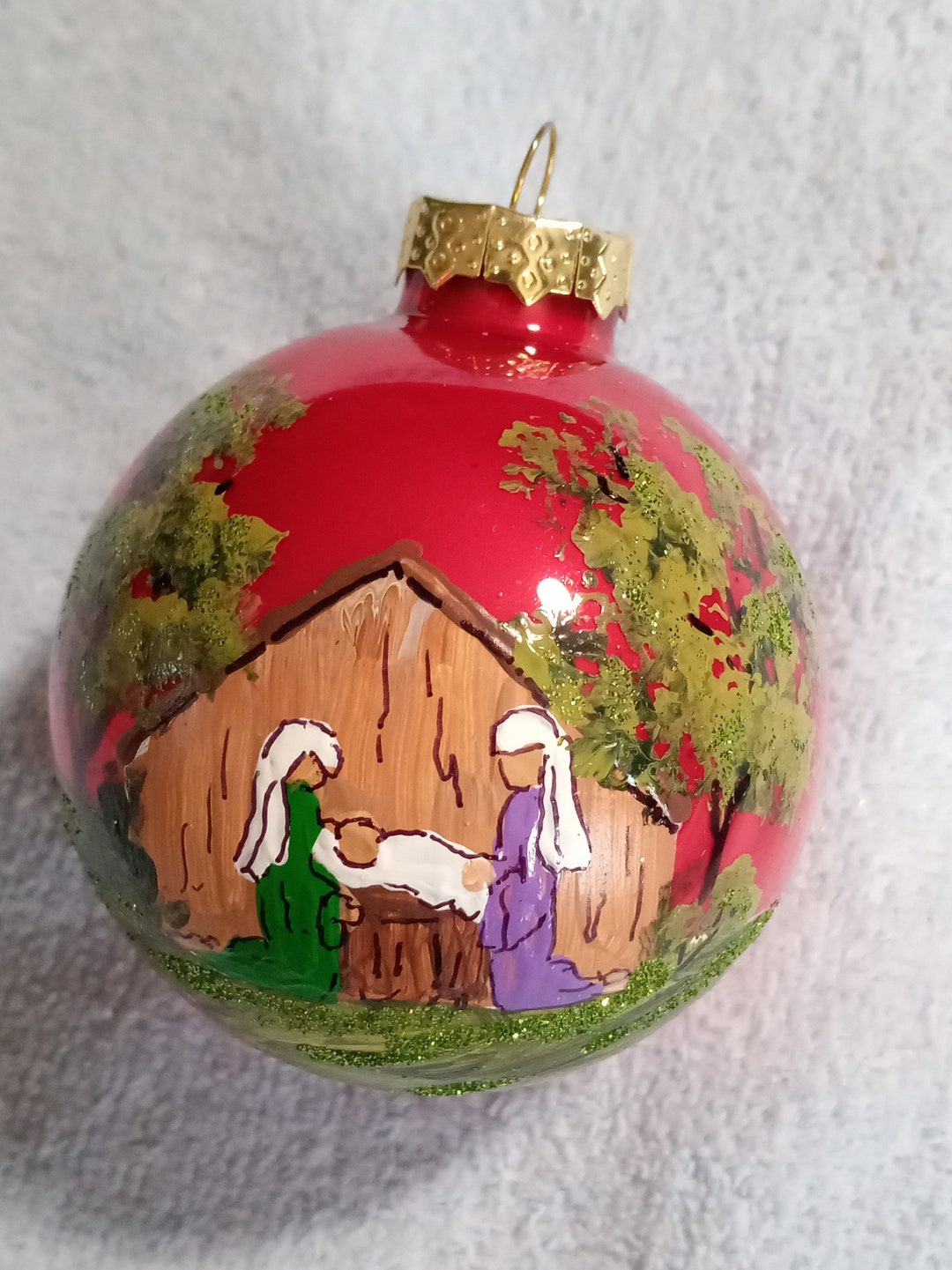 Christmas Ornament/nativity/manger Scene/ Glass Ball Shaped Etsy Australia