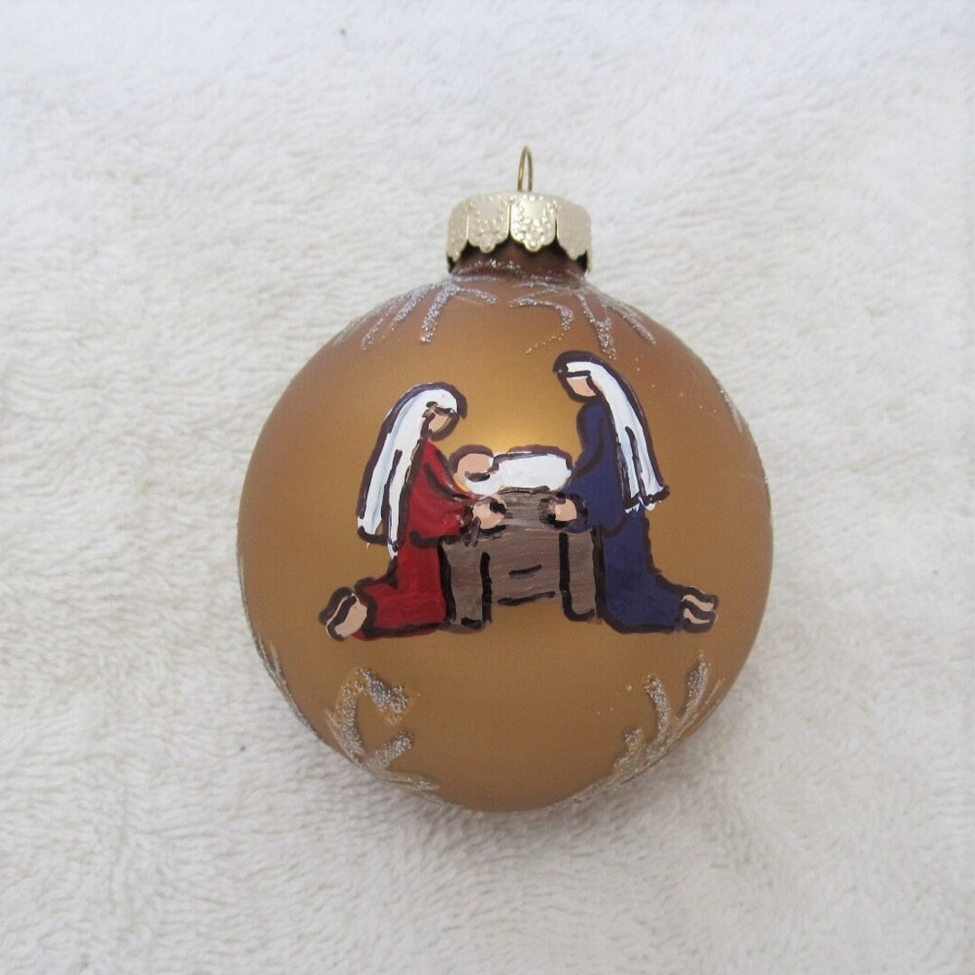 Nativity Scene Hand Painted Glass Christmas Ornament Direct - Etsy
