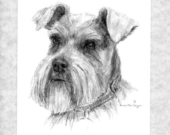 schnauzer note cards, set of 6 with envelopes;  direct from artist, prints of my original art