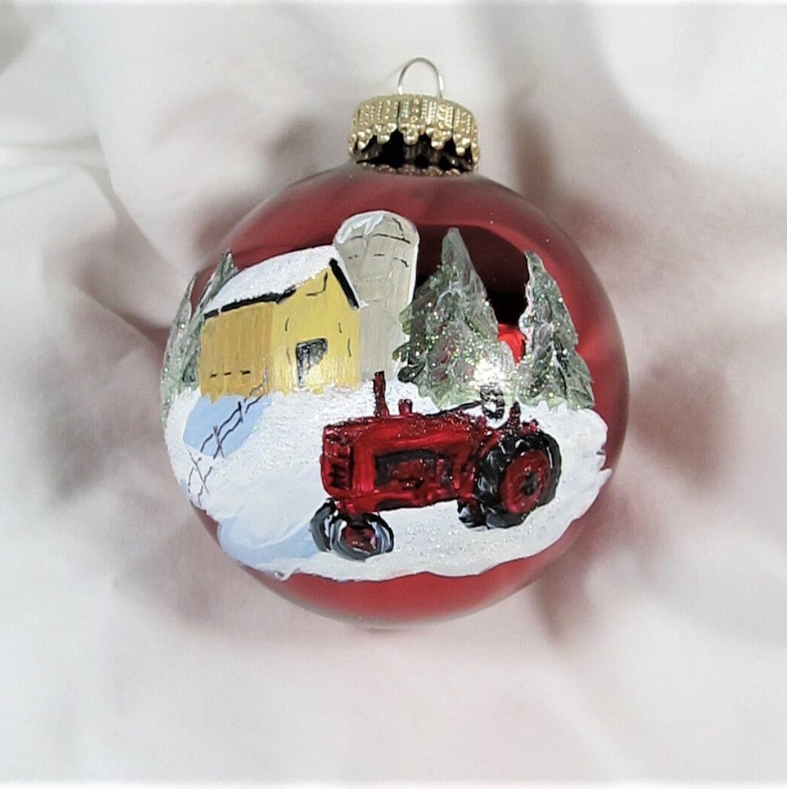 Old red tractor ornament antique tractor ornament tractor Etsy