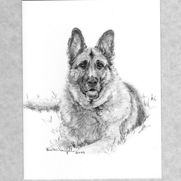 German Shepherd Dog blank note cards; 6 cards 6 envelopes; prints direct from artist. choose vertical or horizontal cards