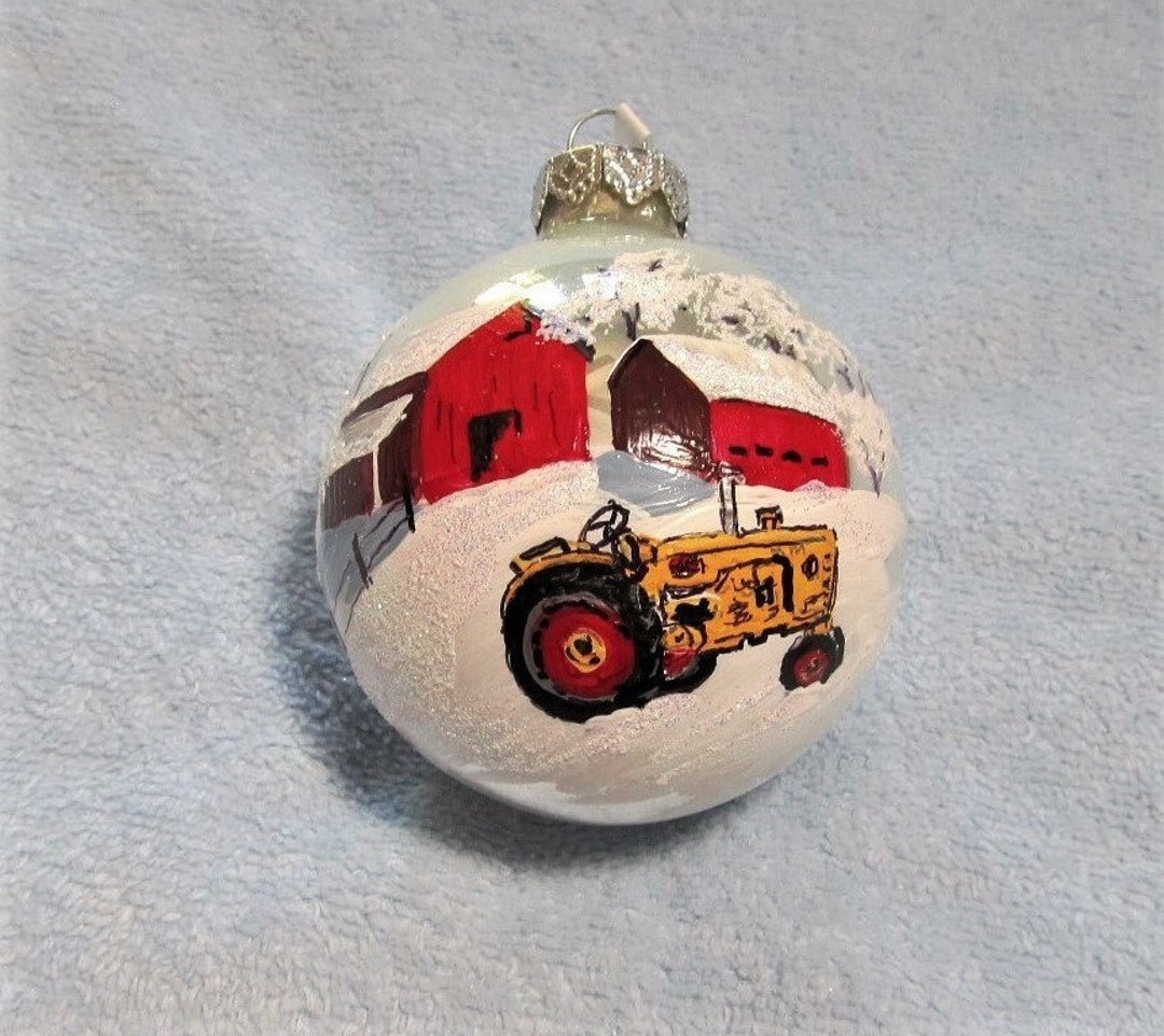 Antique Tractor Ornament Old Golden Yellow Tractor, Old Tractor Red
