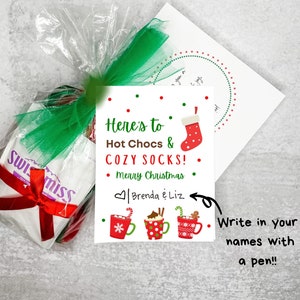 December, hier zijn warme chocomelk en gezellige sokken, LDS bediening cadeau-idee, primair cadeau-idee, ZHV-cadeau-idee, afdrukbare tags