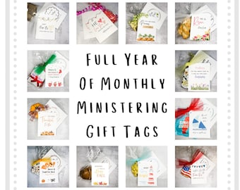 LDS Ministering Gift Tags, 12 Month Printable Bundle (Digital Download)