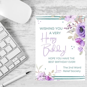 Custom Birthday Card, Summer, Spring, Wishing You A Very Happy Birthday, LDS Ministering Gift, Relief Society Gift, Printable Birthday Card
