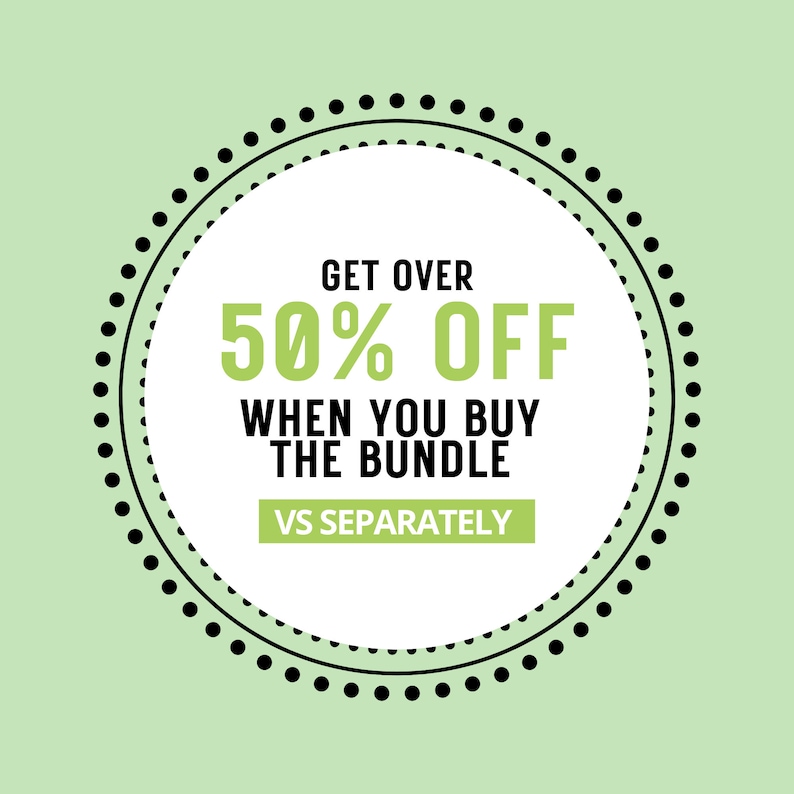 Puede incluir: Un c&iacute;rculo verde y negro con texto blanco que dice "Get over 50% off when you buy the bundle vs separately".