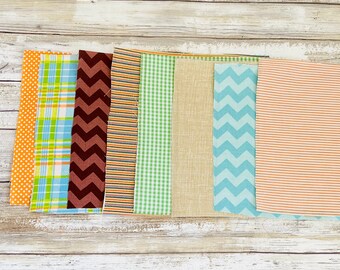 Easter Fabric Bundle: 8 Made to Match coordinating Fabrics for Appliqué; Heat and Bond lite applied. 8inx8in