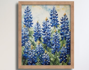 Texas Bluebonnets Wildblumen Wand Kunst Dekor Poster Druck