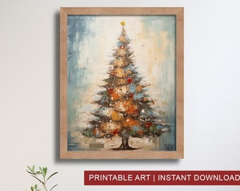 Printable Christmas Tree Abstract Christmas Wall Art Decor Poster Print