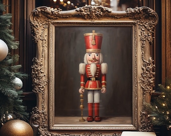 Red Nutcracker Christmas Wall Art Decor Poster Print