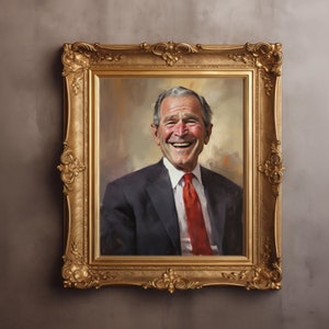 George W Bush Presidential Portrait Jolly President Collection Wall Art Decor Poster Print