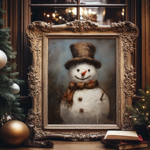 Sneeuwpop kerst muurkunst decor posterafdruk