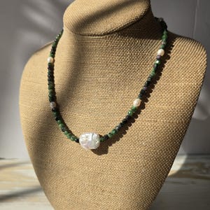 Ruby Zoisite and Freshwater Pearl necklace