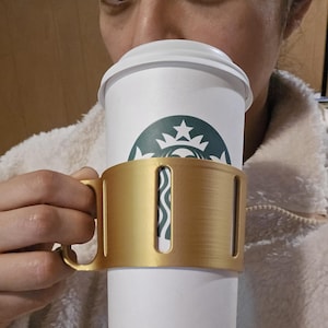 Reusable cup sleeve with handle / sleeve for on-the-go cup