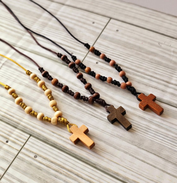 Handmade Cross Pendant With Nylon Cord Religious Wood Cross