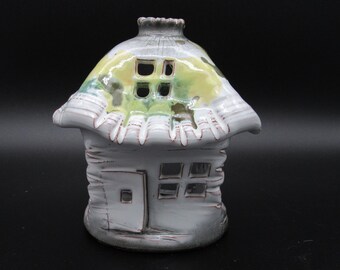 Vintage White Cabin Red Clay Tealight Holder