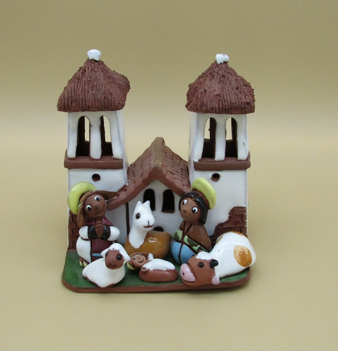 Bolivian Christmas Red Clay Nativity Etsy