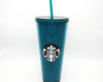 Vaso alto Starbucks Blue Jelly con tapa y pajita (muy raro, solo frío)