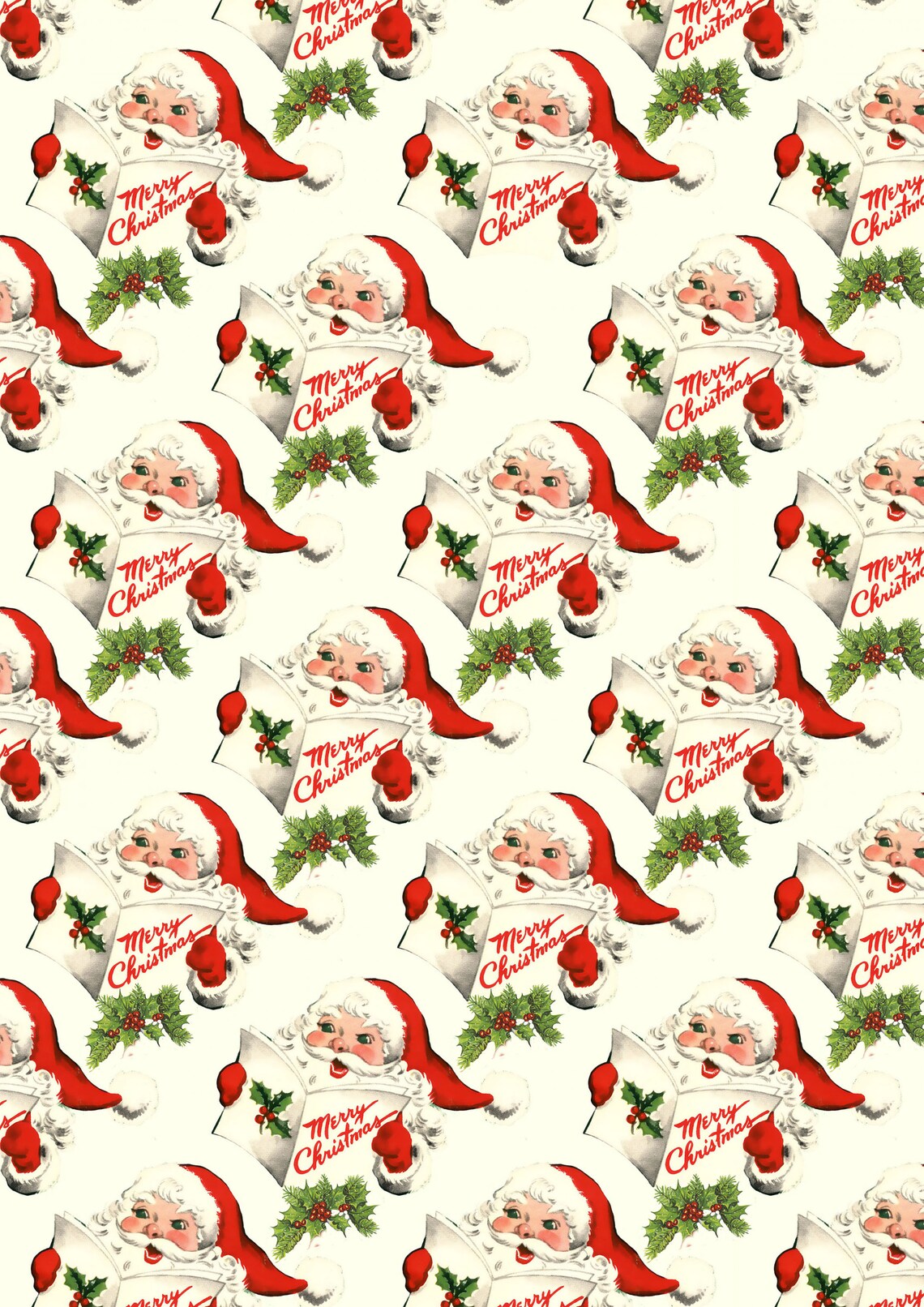 Printable Christmas Santa Retro Download Paper, Instant Digital ...